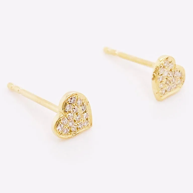 Pave Diamond Heart Stud Earrings