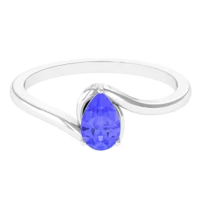 Pear Shape Solitaire Tanzanite Bypass Engagement Ring in Gold