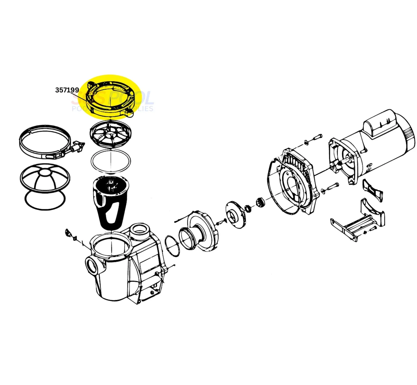 Pentair Lid Clamp Locking Ring For Whisperflo and Intelliflo Pumps | Almond | 357199