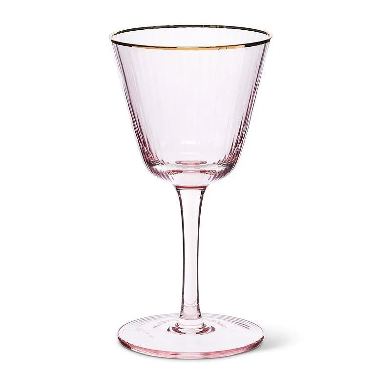 Pink Optic Cocktail Glass with Gold Rim