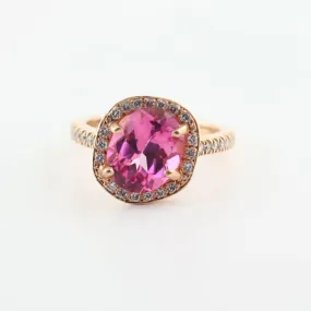 Pink Topaz and Diamond Ring Rose Gold