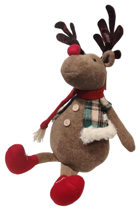 Plush Reindeer Shelf Sitter with Red Scarf/Red Boots or Green Scarf/Green Boots