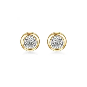 "Gleam" Bezel-Set Diamond 14k Yellow Gold Studs