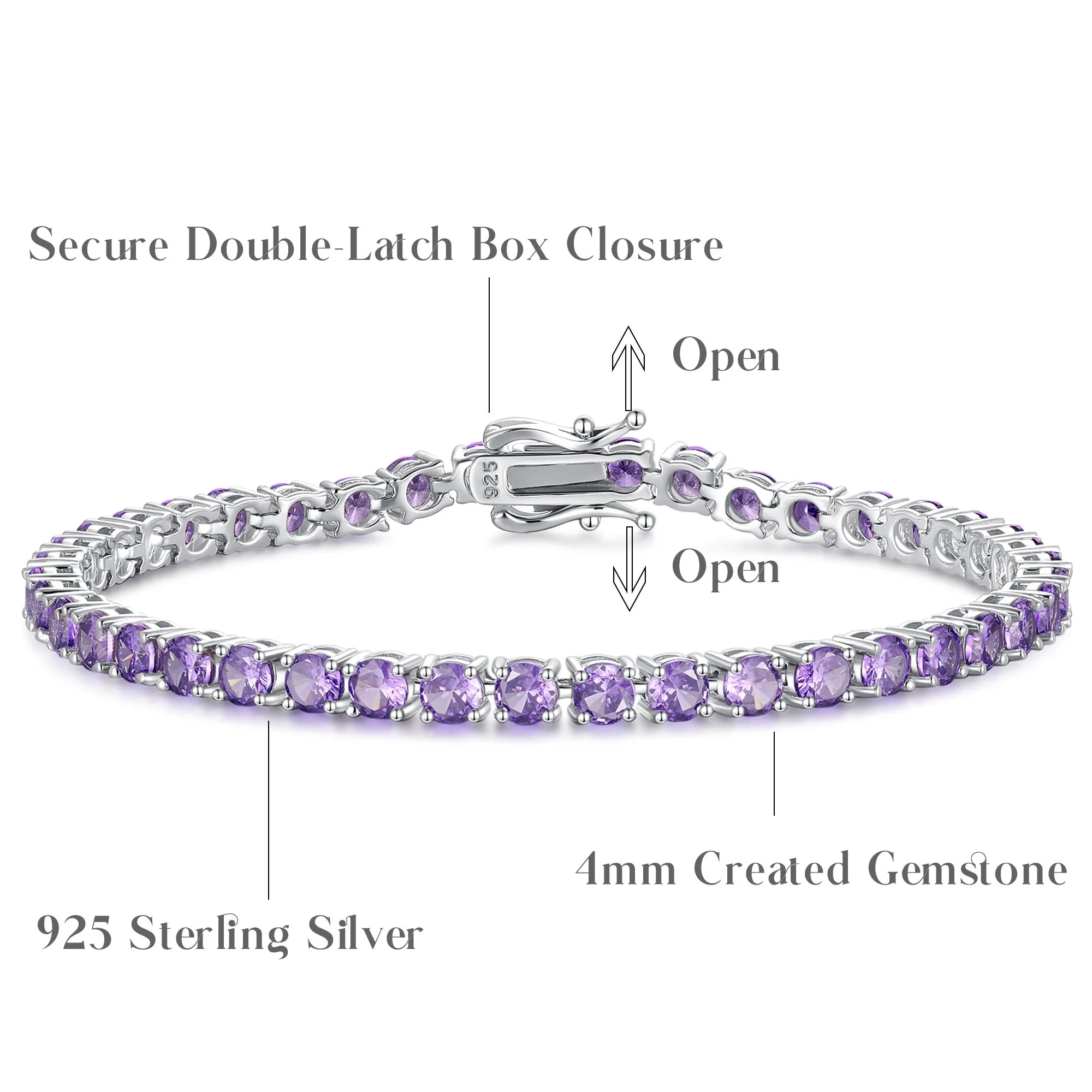 "Spiritual Purple" Amethyst Tennis Sterling Silver Bracelet