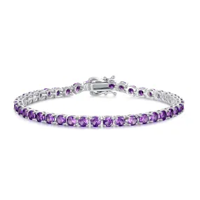 "Spiritual Purple" Amethyst Tennis Sterling Silver Bracelet