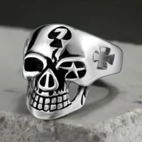 R135 Stainless Steel Symbols Skull Biker Ring