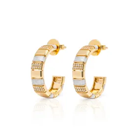 Radiance Diamond & White Enamel Earrings (PAIR)