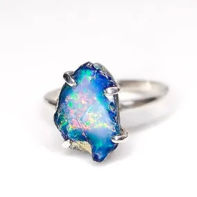 Rare Raw Black Fire Opal Ring