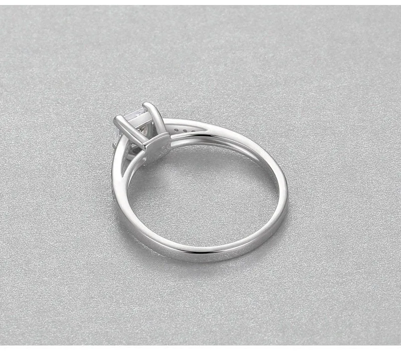 Ring Setting Blank 5mm 1pc 925 Sterling Silver CZ Semi Mount for 1 Square Shape Faceted Stone 4 Prongs Love Theme Wholesale Available