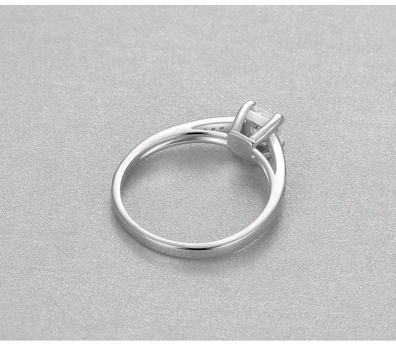 Ring Setting Blank 5mm 1pc 925 Sterling Silver CZ Semi Mount for 1 Square Shape Faceted Stone 4 Prongs Love Theme Wholesale Available