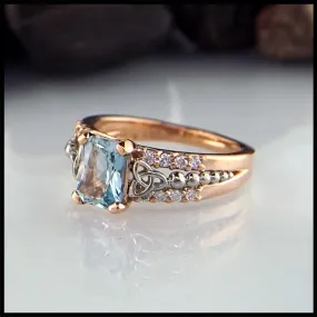 Rose Gold and Aquamarine Ring