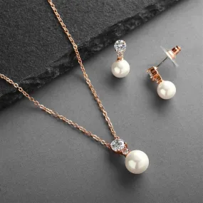 Rose Tone Earring and Necklace Set