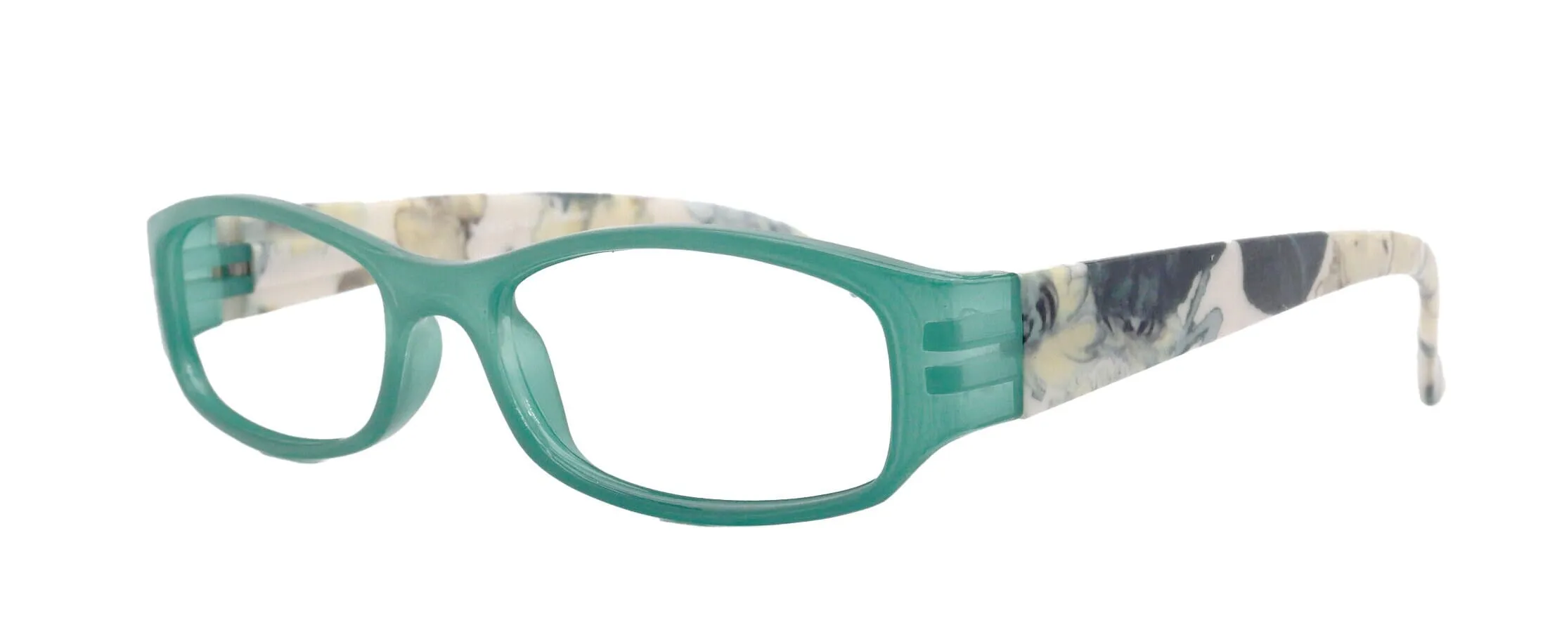 Rosie Premium Reading Glasses, Fashion Reader (Flower Turquoise / Green) Print, Oval Shape  4  High Magnification, NY Fifth Avenue