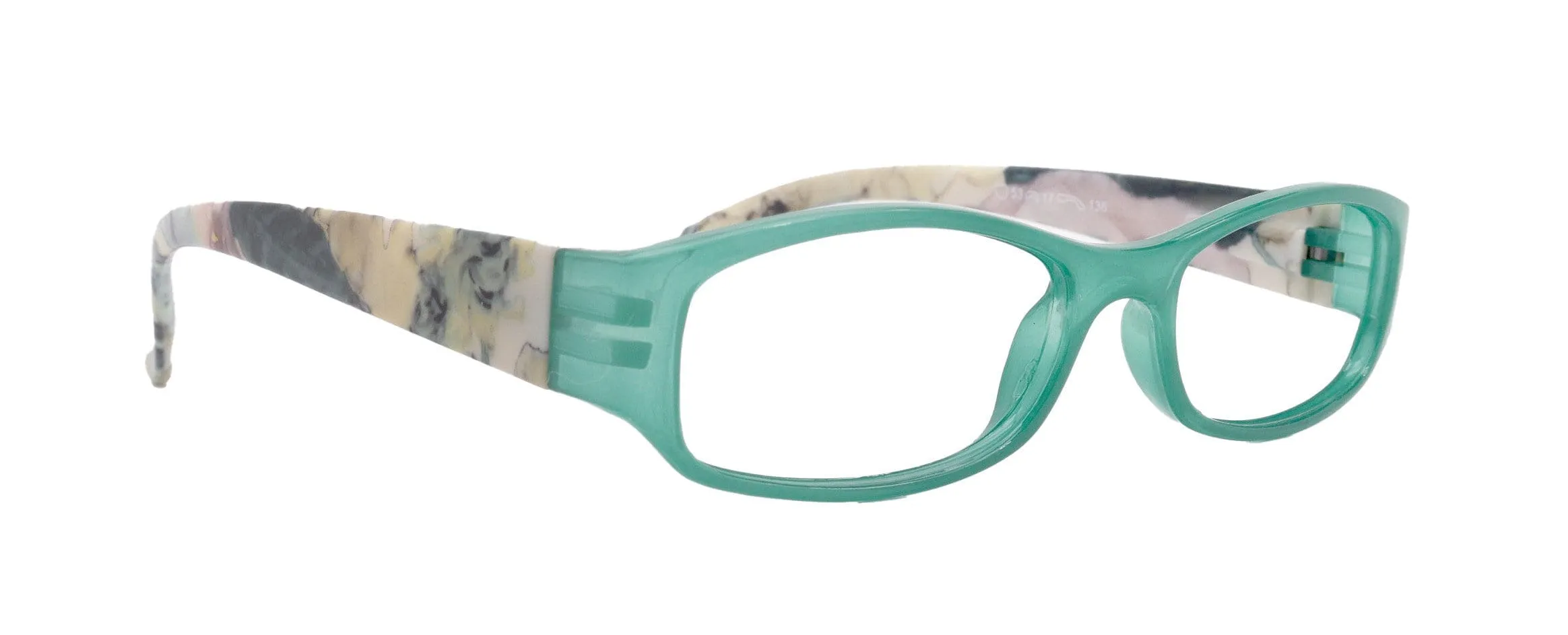 Rosie Premium Reading Glasses, Fashion Reader (Flower Turquoise / Green) Print, Oval Shape  4  High Magnification, NY Fifth Avenue