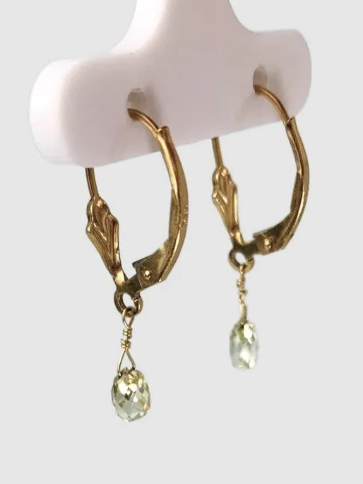 SALE - Fine Diamond Briolette Drop Earrings in 14KW - EAR-084-DIA14Y-WH 1ctw