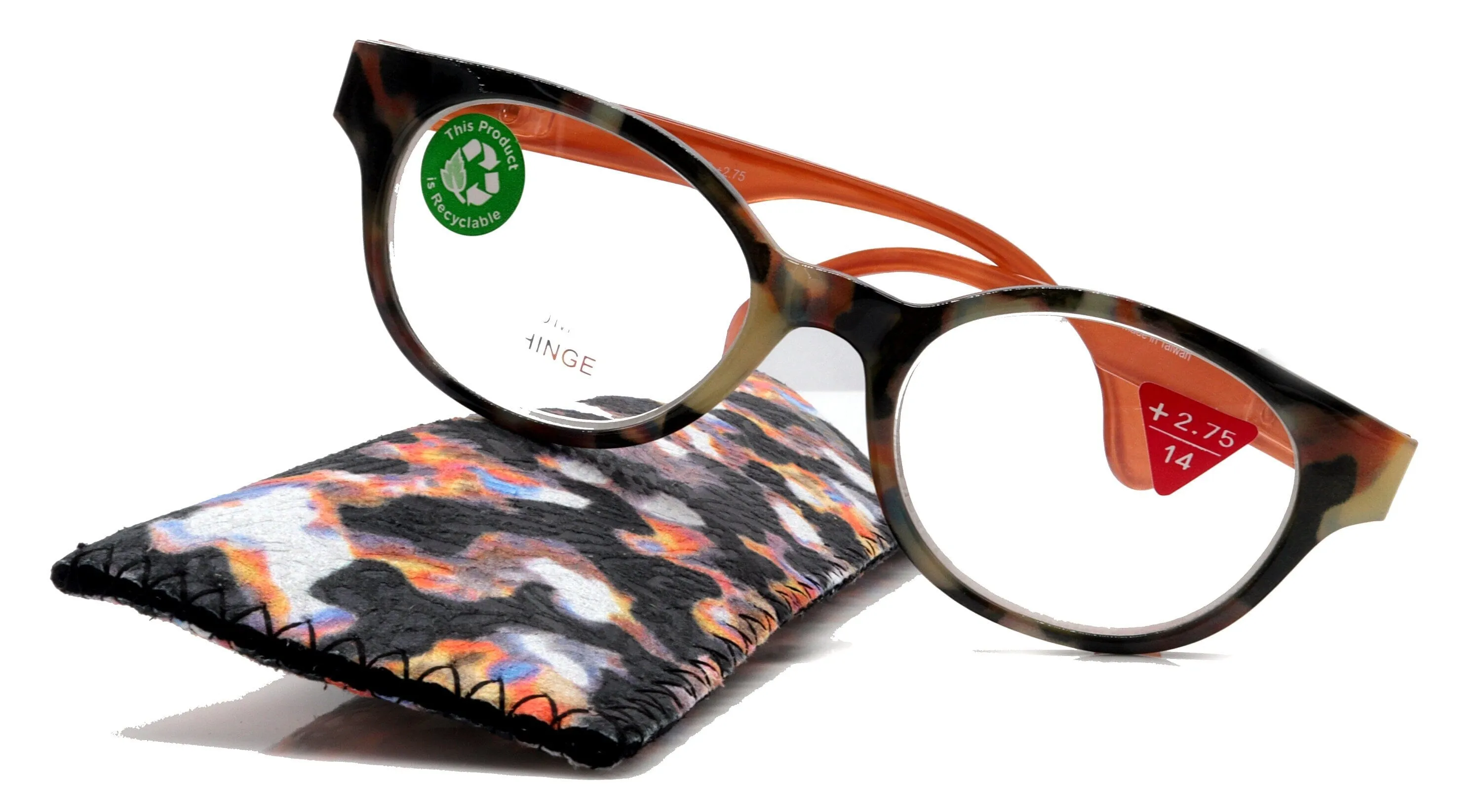 Sally, (Premium) Reading Glasses High End Readers  1.25.. 3 Magnifying Glasses, Round Optical Frames (Tortoise Brown Orange) NY Fifth Avenue