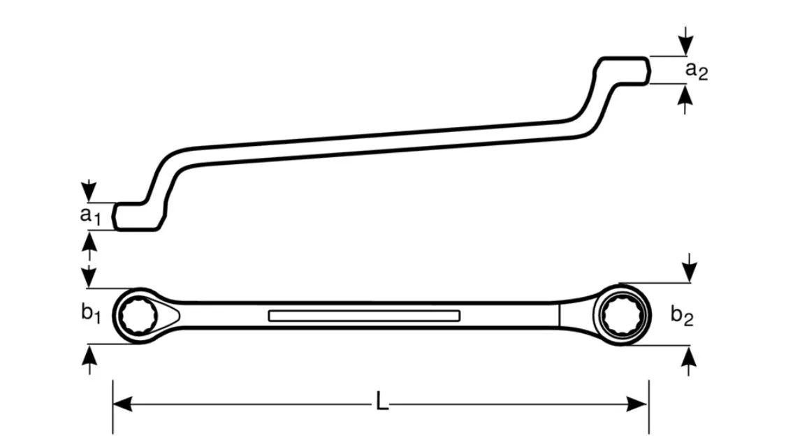 Sandvik Belzer Metric Deep Offset Double Ring End Wrenches with Chrome Finish 2M-19-24