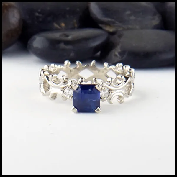 Sapphire and Diamond Fleur ring