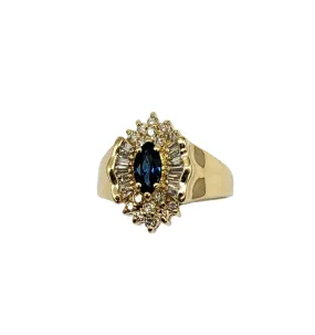 Sapphire with Cluster Diamond Halo