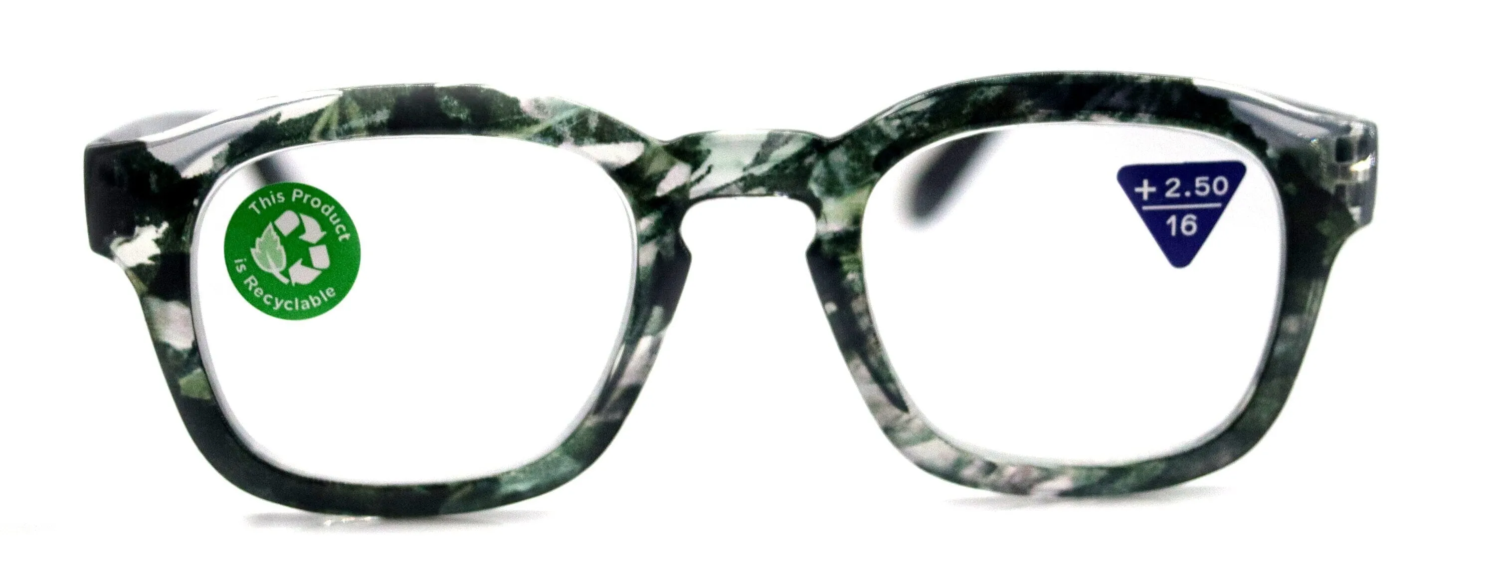 Sasha, (Premium) Reading Glasses, High End Readers  1.25.. 3 Magnifying Eyeglasses (Black, White) Camo Square Optical Frames NY Fifth Avenue