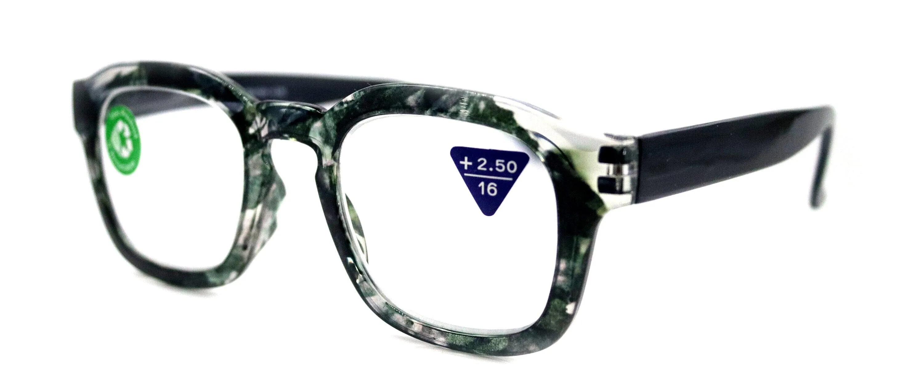 Sasha, (Premium) Reading Glasses, High End Readers  1.25.. 3 Magnifying Eyeglasses (Black, White) Camo Square Optical Frames NY Fifth Avenue