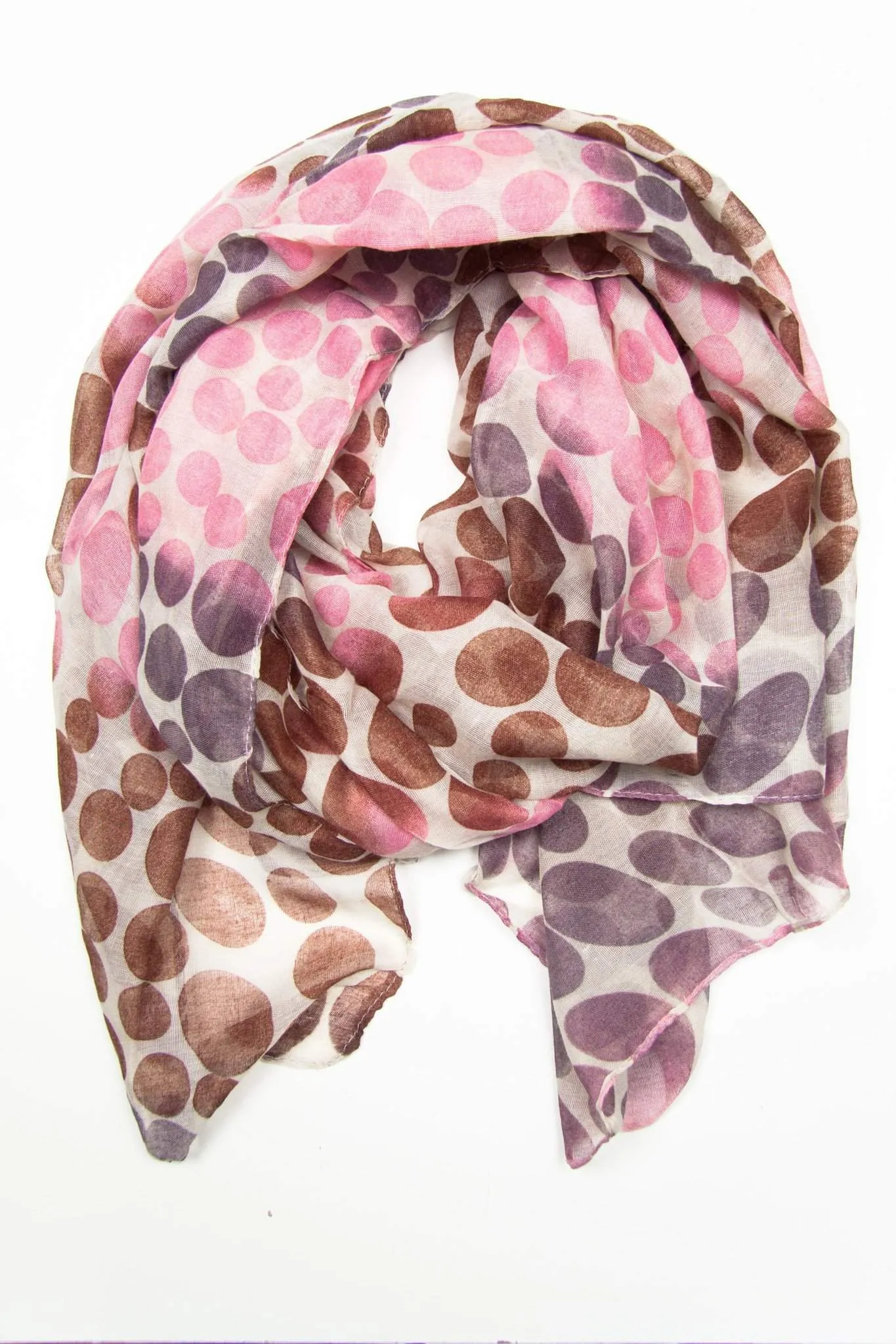 Scarf / Brown Plum Purple Pink Dot / Unisex