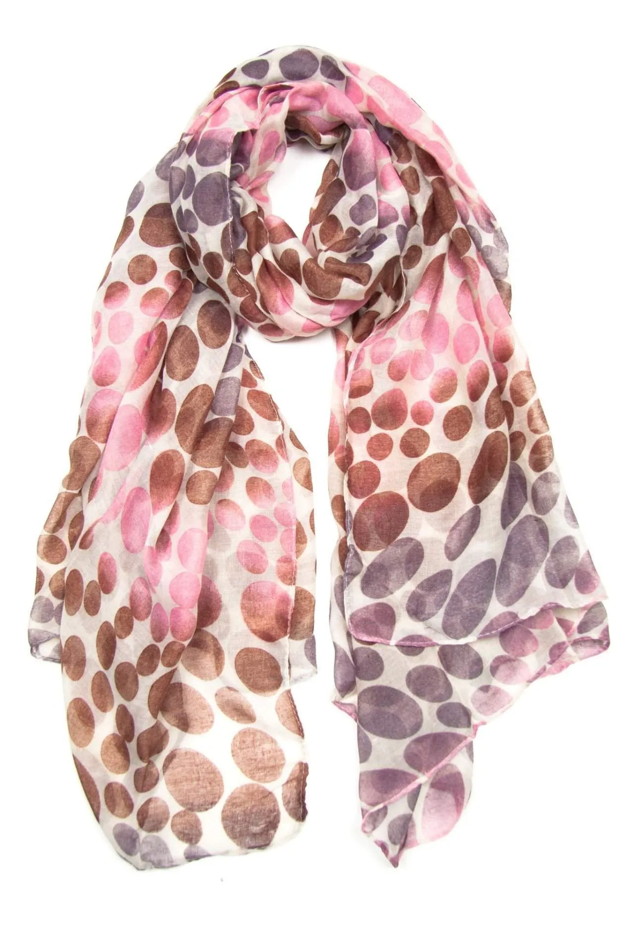 Scarf / Brown Plum Purple Pink Dot / Unisex