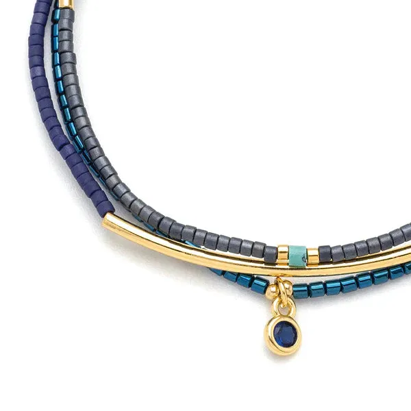 SCO Tonal Chromacolor Miyuki Bracelet Trio- Navy/Gold