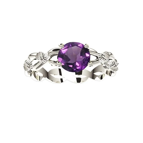 Scottish Thistle Edinburgh Celtic Twist Amethyst Ring