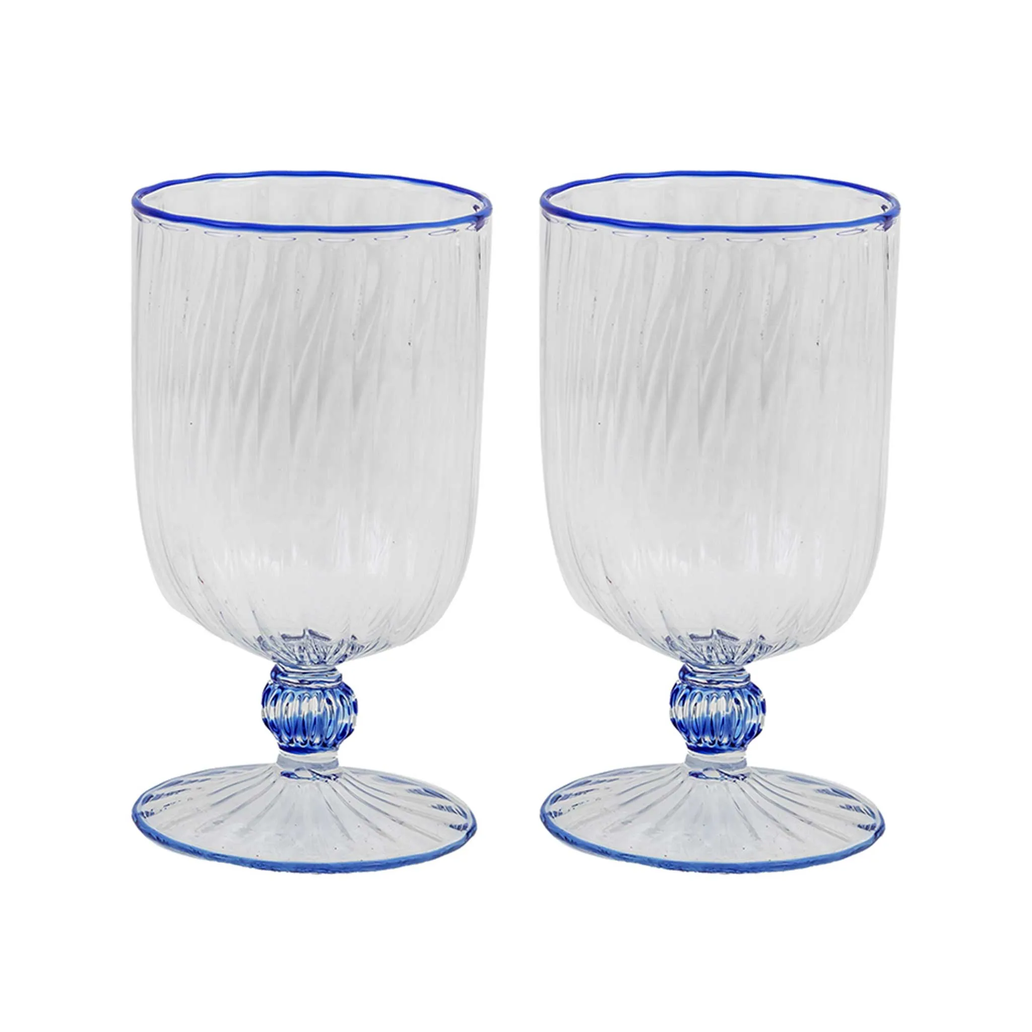 Set of 2 Short Stem Murano Glasses Blue