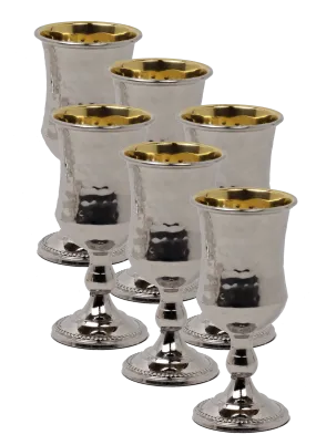 Set of 6 925 sc Silver Shot Glasses gold inside (65 ML 2.2 oz)