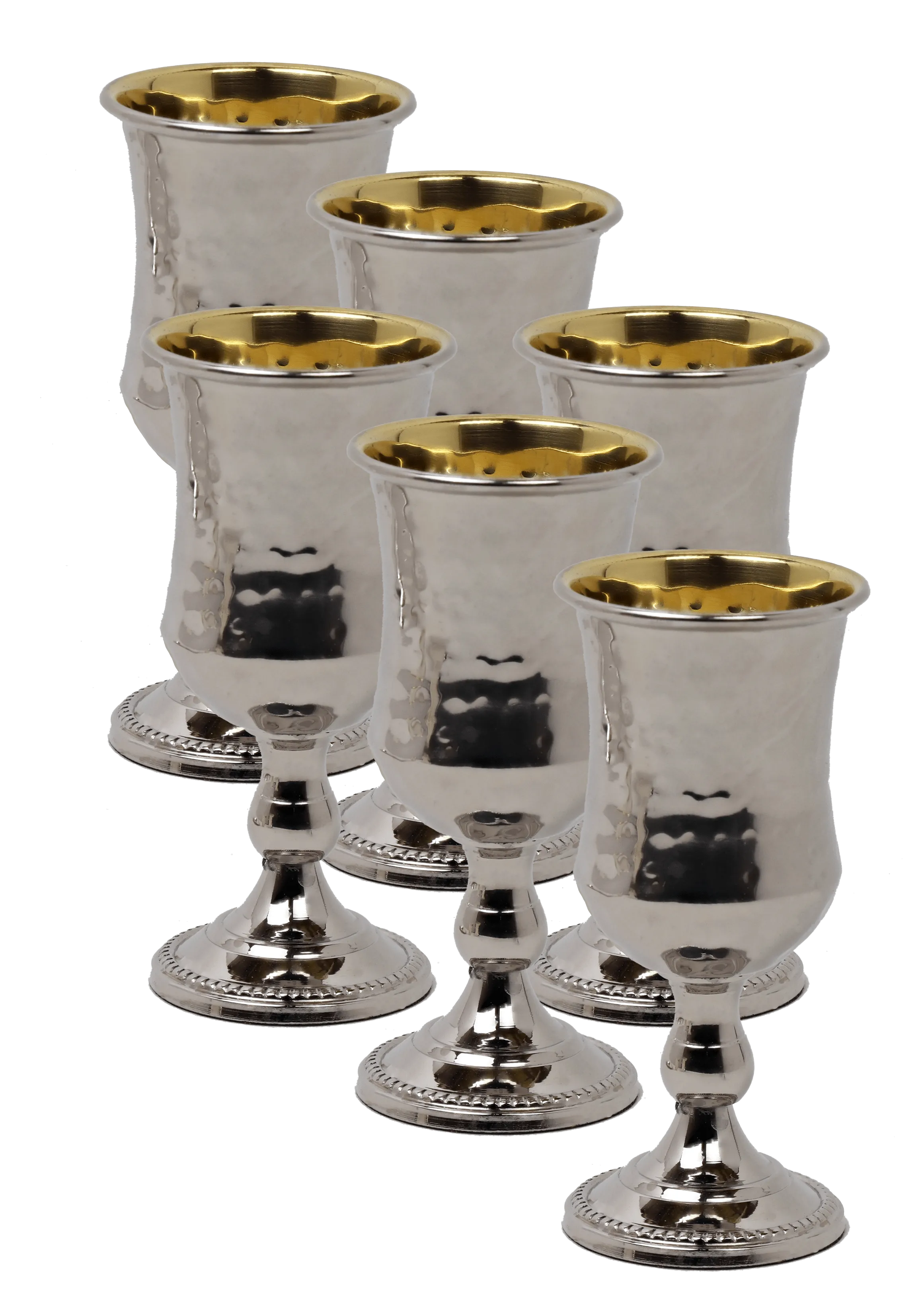 Set of 6 925 sc Silver Shot Glasses gold inside (65 ML 2.2 oz)