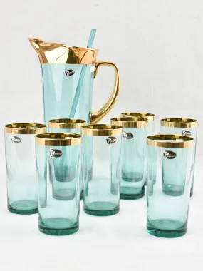 Set of 8 glasses with pitcher - green