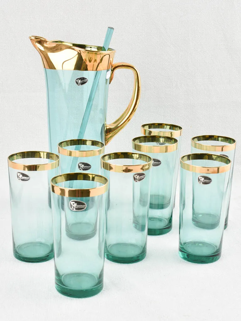 Set of 8 glasses with pitcher - green