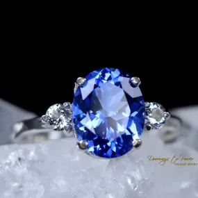 Siberian Blue Quartz Ring with Danburite Gemstones