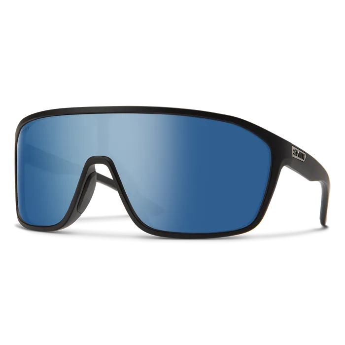 Smith Boomtown Matte Black Frame - ChromaPop Polarized Blue Mirror Lens - Polarized Sunglasses