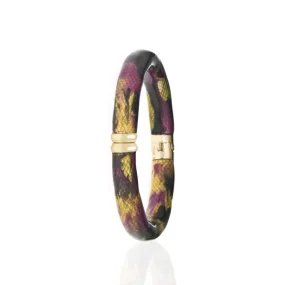 Snakeskin Gold Tone Multi Color-Clear/ Amethyst/Mustard Bangle Bracelet