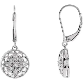 Sterling Silver 1/10 CTW Diamond Lever Back Earrings