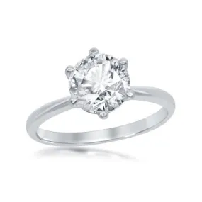 Sterling Silver 6-Prong Cubic Zirconia Engagement Ring, Size 7 (92162)