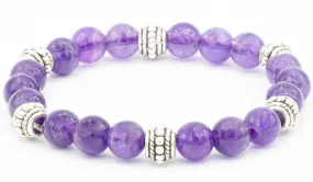 Sterling Silver Amethyst Balinese Natural Gemstone Bracelet