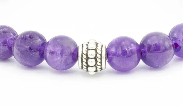 Sterling Silver Amethyst Balinese Natural Gemstone Bracelet