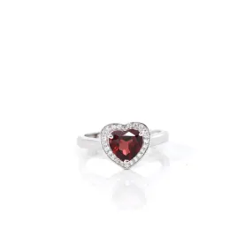 Sterling Silver Amethyst, Citrine, & Garnet Heart Ring