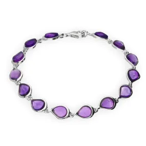 Sterling Silver Amethyst Pear Bracelet