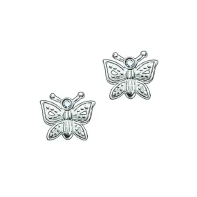 STERLING SILVER DIAMOND BUTTERFLY EARRINGS TDW 0.011CT