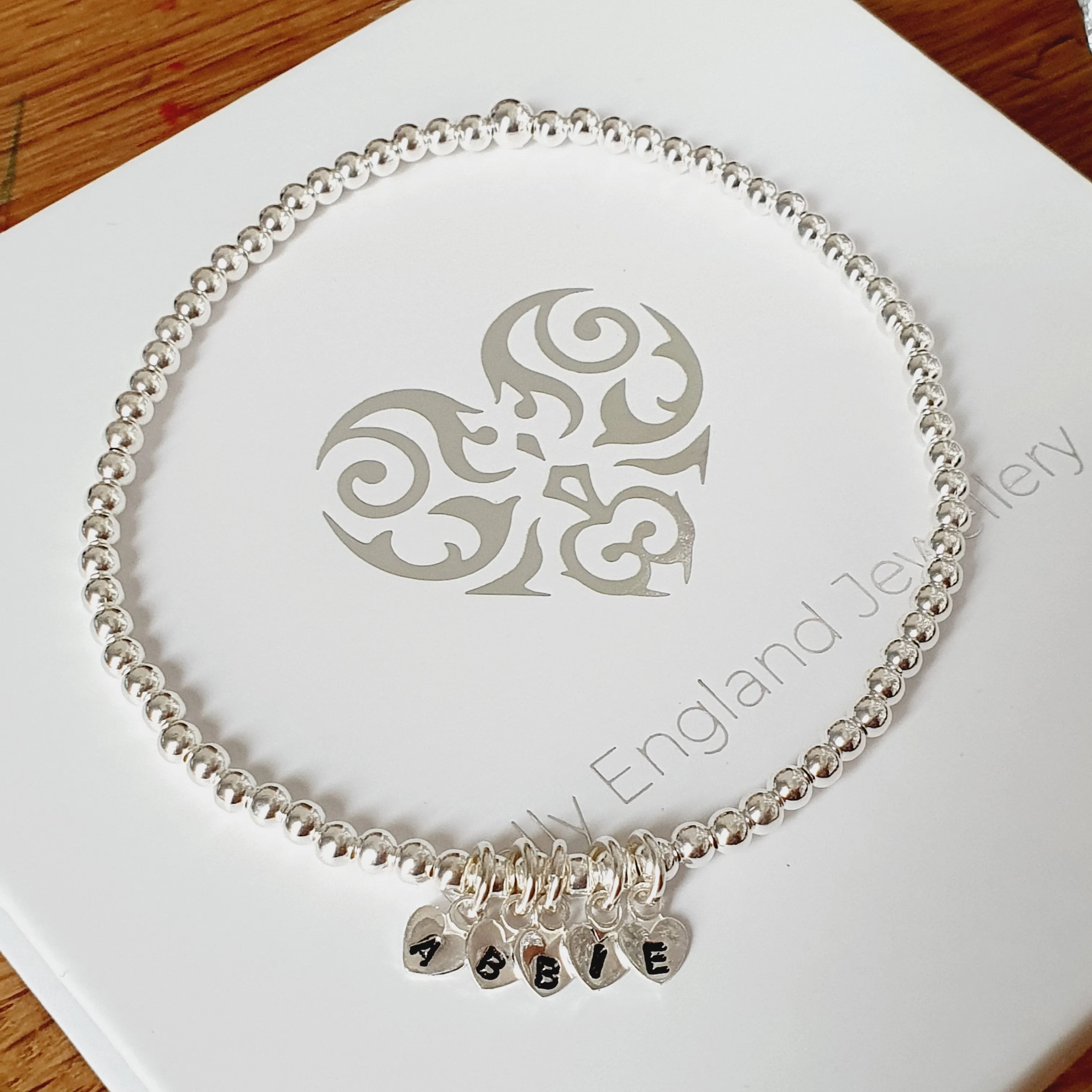 Sterling Silver Personalised Hand Stamped Name Bracelet