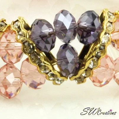 Tanzanite Peach Gold Crystal Double Strand Beaded Bracelets