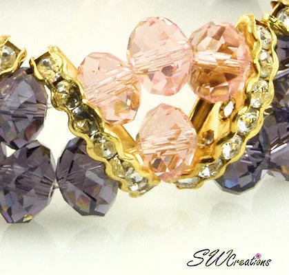 Tanzanite Peach Gold Crystal Double Strand Beaded Bracelets