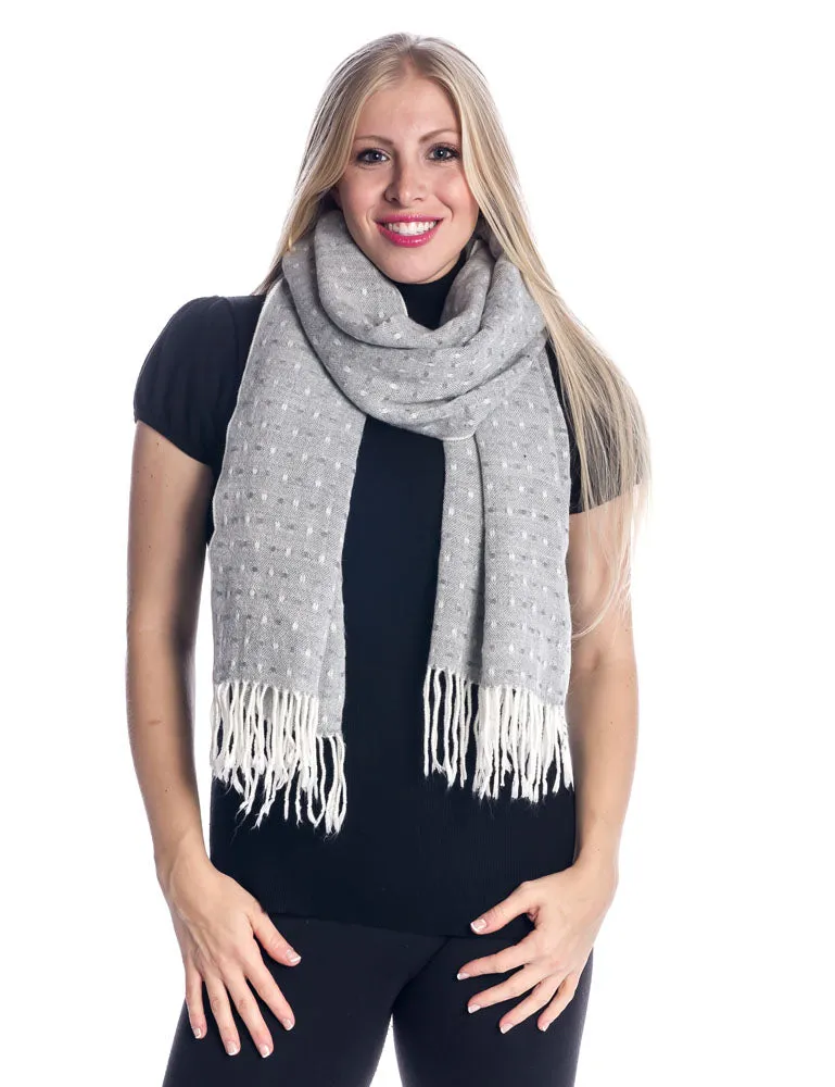 'Toasty' Warm Soft Premium Winter Scarf - Dot Pattern - Silver