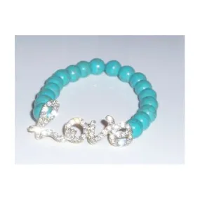 Turquoise & Crystal Love Bracelet