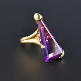 Unique 14K Gold Specialty Cut Purple Sapphire Ring